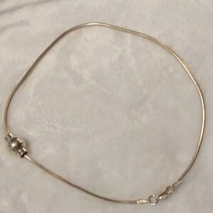 Cape Cod Jeweler Sterling Silver Snake Chain Anklet with Removable Sterling Bead